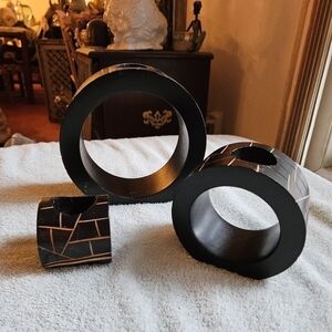 Vintage 90s Mango Wood Nesting Candleholders